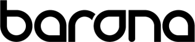 Baronas logo med svart skrift.